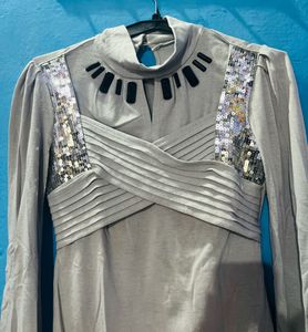 Gray Embellished Top