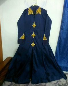 Elegant Navy & Gold Embellished Dress