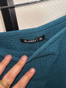 Teal Knit Tank Top with Floral Detail