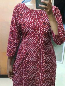 Red Bandhani Print Kurti