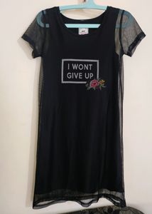 Black Round neck T-shirt Dress