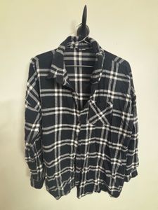 Korean Plaid Black Shirt