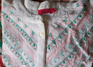 Beautiful  White Embroidery Rayon Top