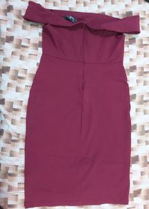 Off Shoulder Maroon Dress