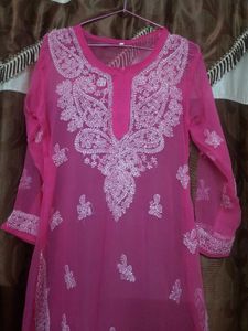 Pink Chikankari Kurti