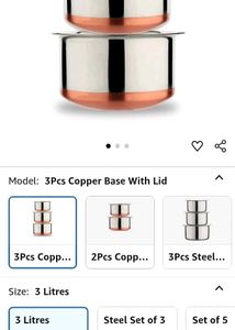 3 Unused Copper Bottom Vessel With Lid