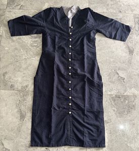 Women's Navy Blue Polka Dot Kurta