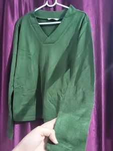Dressberry Olive Green Solid Pullover