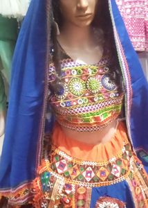 Orenge Blue Multy  Garba Choli