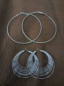 Silver Hoop Earrings Combo