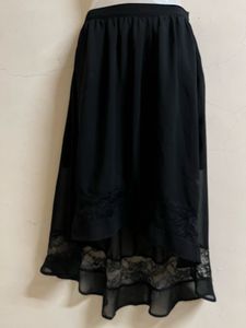 Black High-Low Lace Skirt