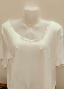 All new white tshirt top with pretty border lace