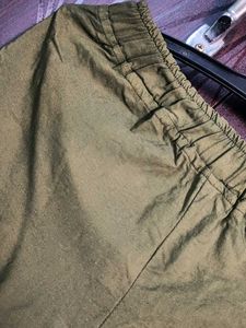 Green Elastic Waist Cargo Pants