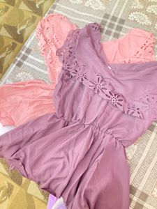 Pink &amp; Purple Cutout Tops