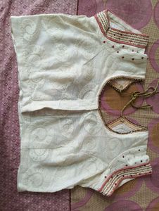 Peach Chiffon Saree with Silver Border