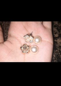 Golden Flower Pearl Earrings