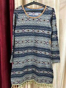 Patterned woolen Long Sleeve Dress