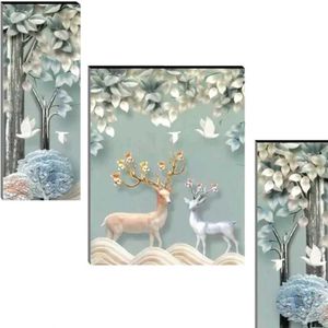 Set of 3 Flower Modern art self adeshive Home deco