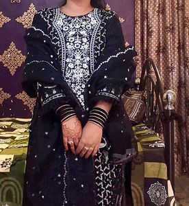 Black Cutwork Pakistani Dress