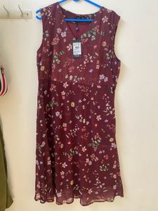 brown floral dress-Zink London