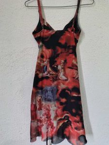 Urbanic Cowl Neck Mesh Angel Print Bodycon Dress