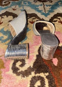 Party Wear Silver Block Heels