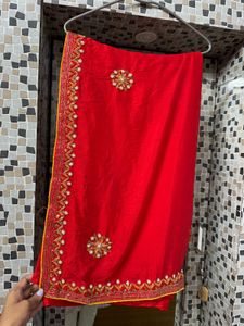 Red And Yellow Chiffon Saree