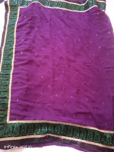 Party Wear Saree With Work Blouse