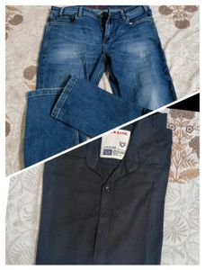 Combo Of Black Shirt And Blue Jeans