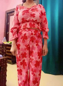 Floral Print red Co-ord Set