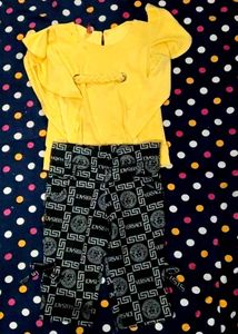 Yellow Top & Versace Pants Set