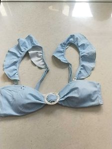 XS Striped Ruffle Bikini Top(Shein)