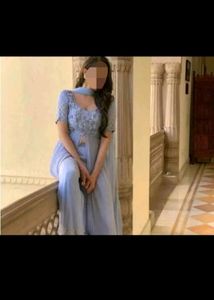 Light Blue Georgette Duptta With Anarkali Suit