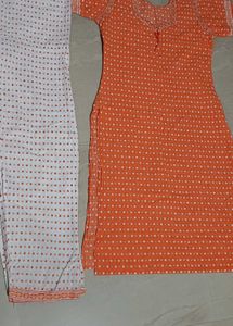 Orange Polka Dot Kurta Set