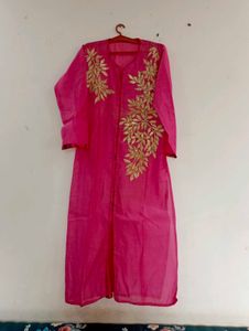 Pink Embroidered Kurta