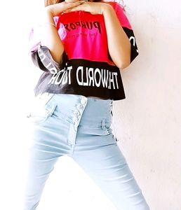 Balck&amp;pink Color Top ✨