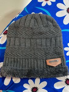 Gray Knitted Beanie Hat