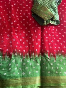 Red saree &amp; Green Blouse