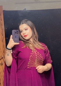 Purple Gown With Long Sleeves