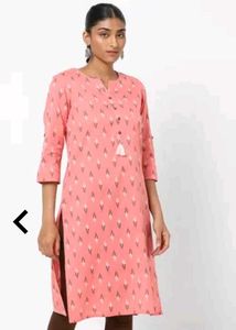 Peach Printed Kurta (with Button Placket)