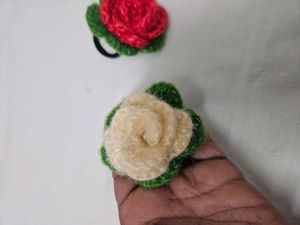 Handmade crochet Rose  Rubber band 🌹