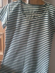Girls Black &amp; White Striped Top
