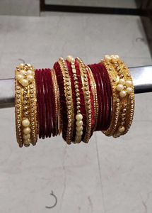 Maroon & Gold Bridal Chura Set