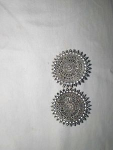 Silver Mandala Drop Earrings