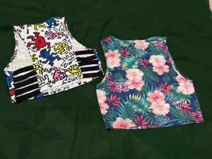 Printed Gym Wear Crop Top Set(Combo)