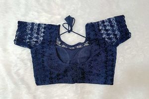 Navy Blue Floral Lace Blouse