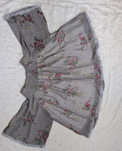 Grey Floral Top