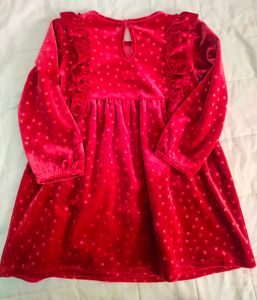 Red Velvet Polka Dot Dress