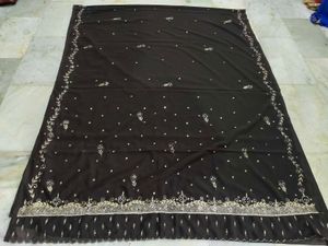Aari  Zardozi Work Saree Dark Brown Sare