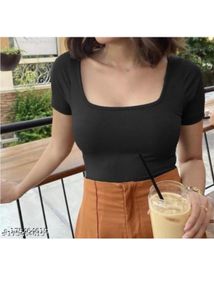 Combo Brown And Black Square Neck Top